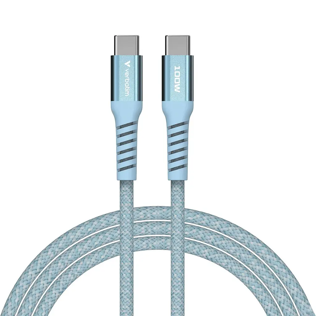 Кабель Verbatim 100 Вт /USB-C–USB-C /120 см-блакитний (31856) - фото 2