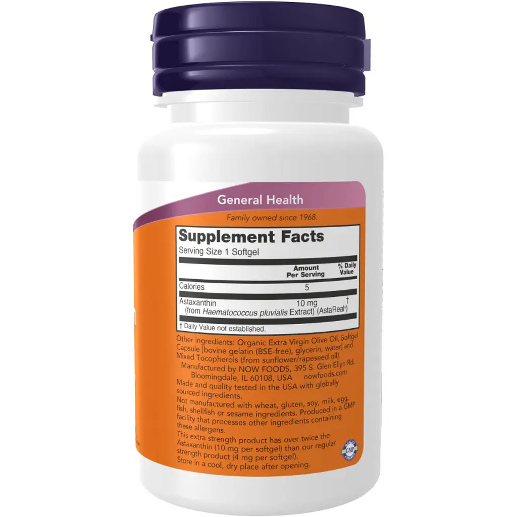 Астаксантин Now Foods Astaxanthin Extra Strength 10 мг 30 капсул - фото 2