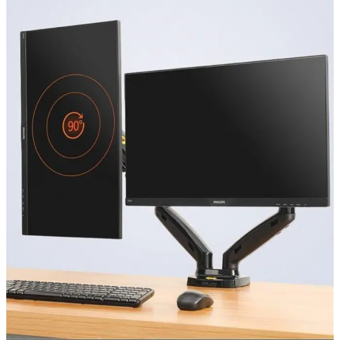 Настольный крепеж для двух мониторов NB F160 17-30 дюймов кронштейн Черный - фото 2