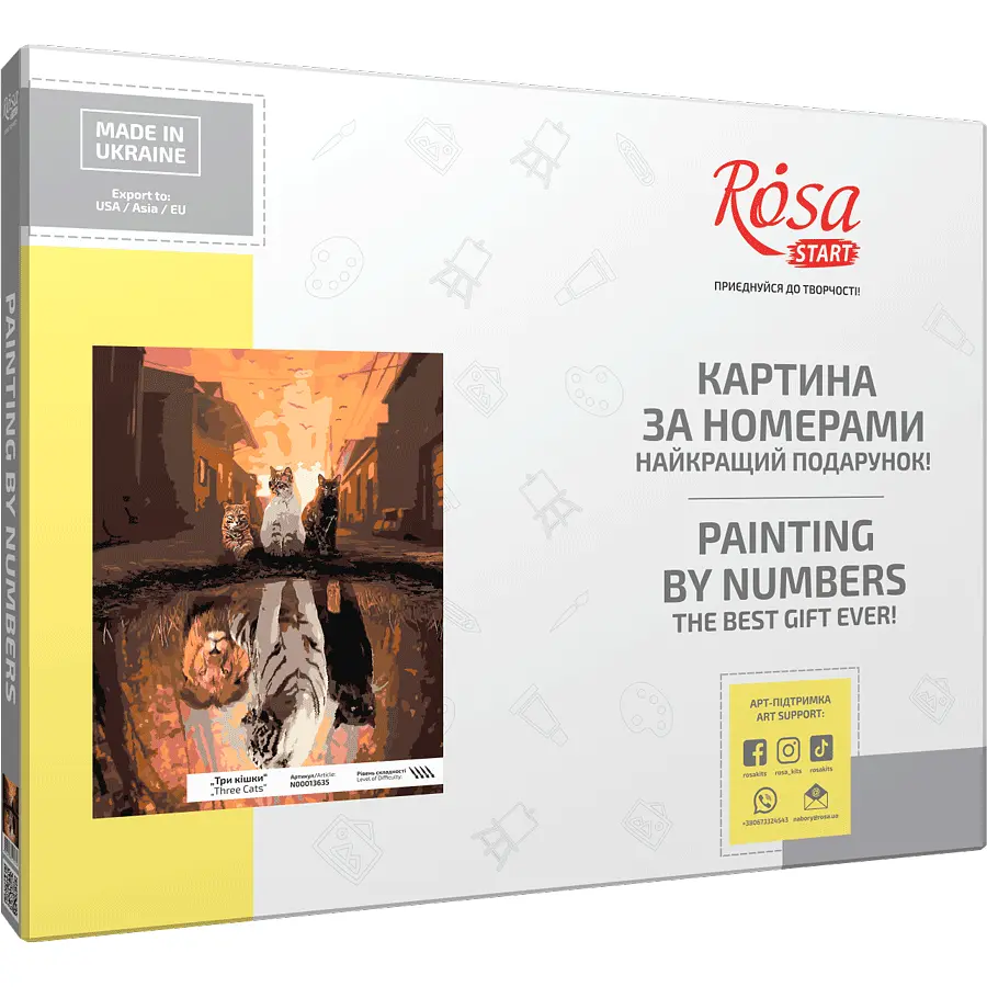 Картина за номерами Rosa Start Три кішки 35x45 см в коробці - фото 2
