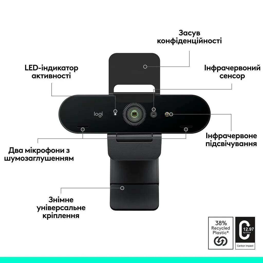 Веб-камера Logitech Brio 4K Graphite (960-001718) - фото 5