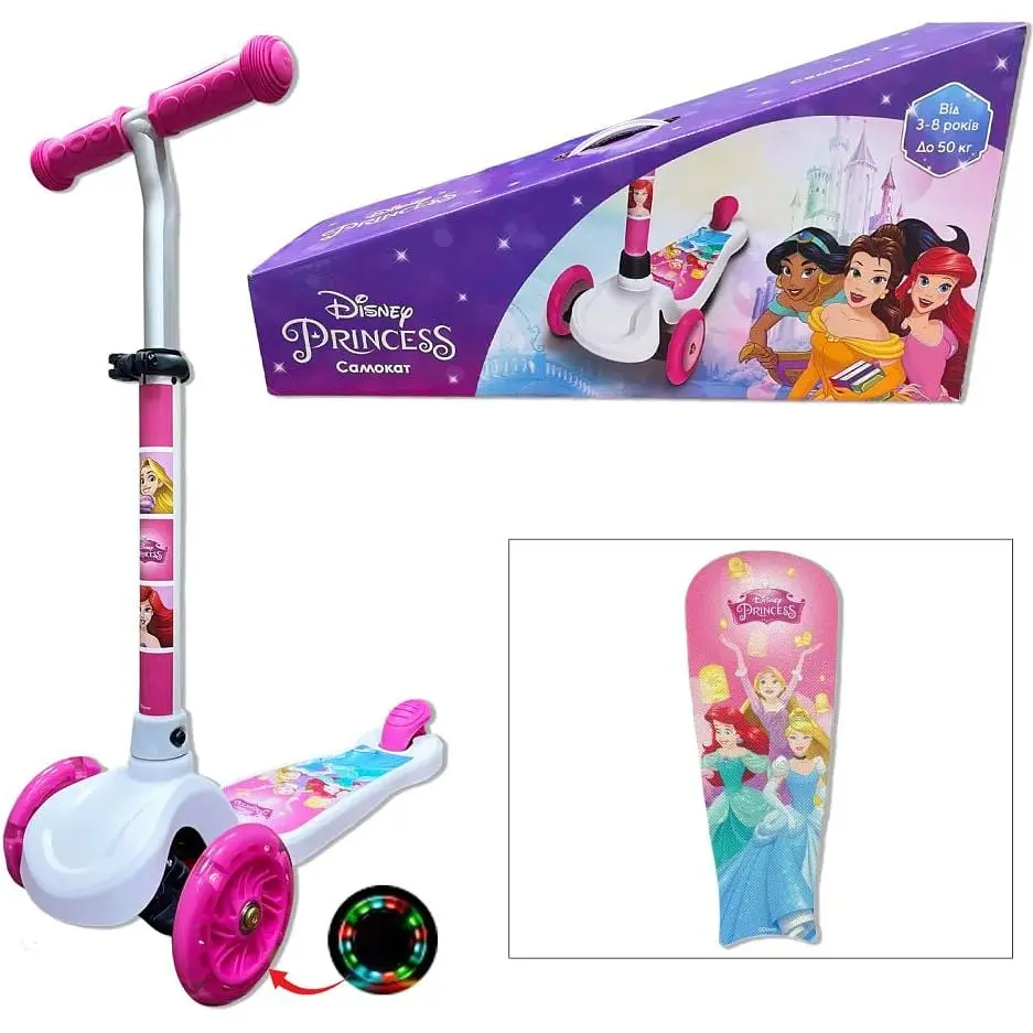 Самокат детский Bambi Disney Princess 3-х колесный LS2120 колеса с подсветкой - фото 2