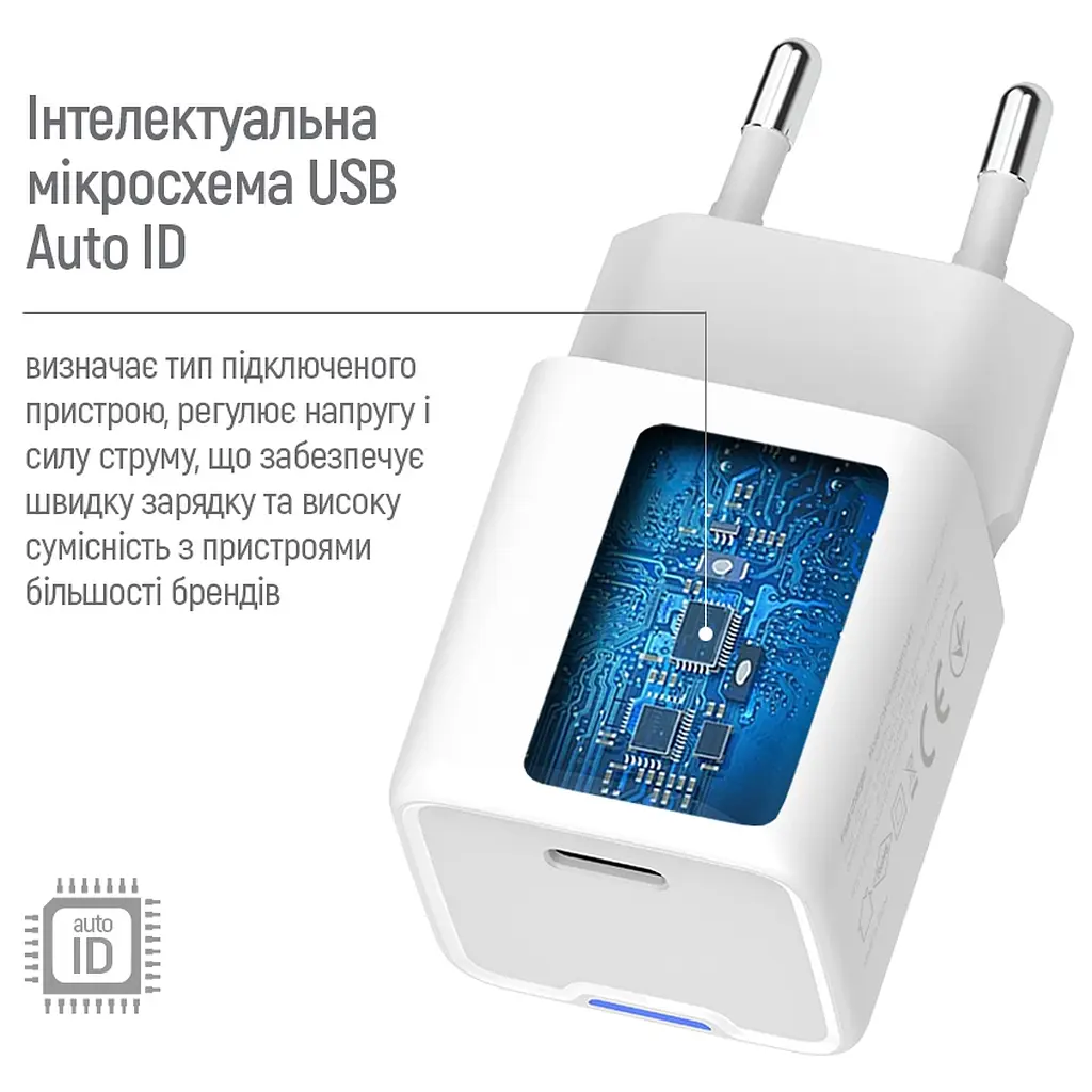 Зарядний пристрій ColorWay C101C GaN Mini 20 Вт PD PPS USB-C білий (CW-CHS059PD-WT) - фото 2