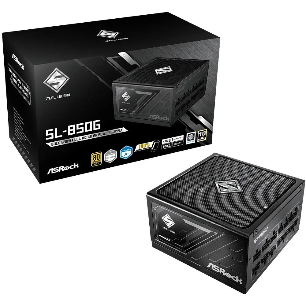 БЖ 850W ASRock SteelLegend SL-850G ATX 3.1 135mm, 80+ Gold, Fully Modular, Retail - фото 5