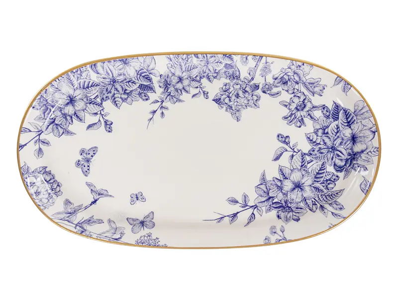 Набір блюд Alba ceramics Butterfly 3 шт. білий з синім (769-005) - фото 2
