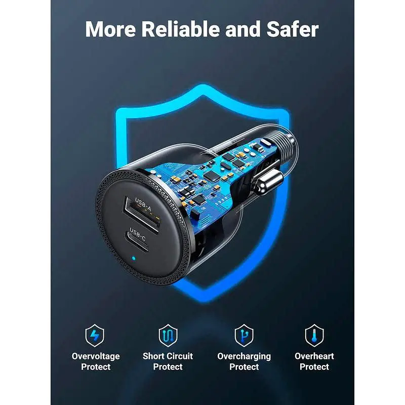 Зарядное устройство для UGREEN CD239 63 Вт с портом USB-C 45 Вт/USB-A 18 Вт Black (90645) - фото 7