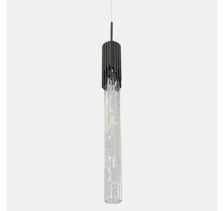 Чорний приліжковий LED світильник-підвіс Artlight 2353/1BK з прозорим бульбашковим склом 3,5W - фото 3