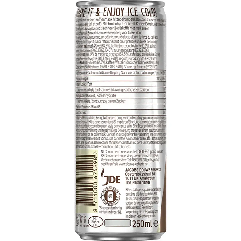 Напиток молочный с кофе Douwe Egberts Ice Cappuccino 250 мл - фото 2