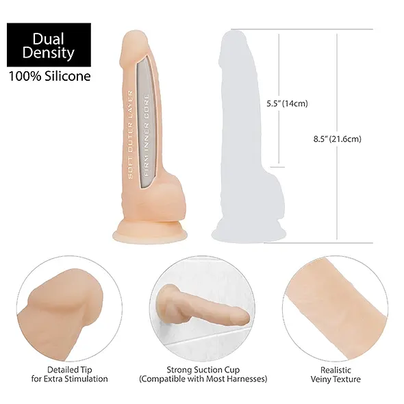 Фалоімітатор Addiction Naked Dual Density Silicone Dong 8" 20 см тілесний - фото 3