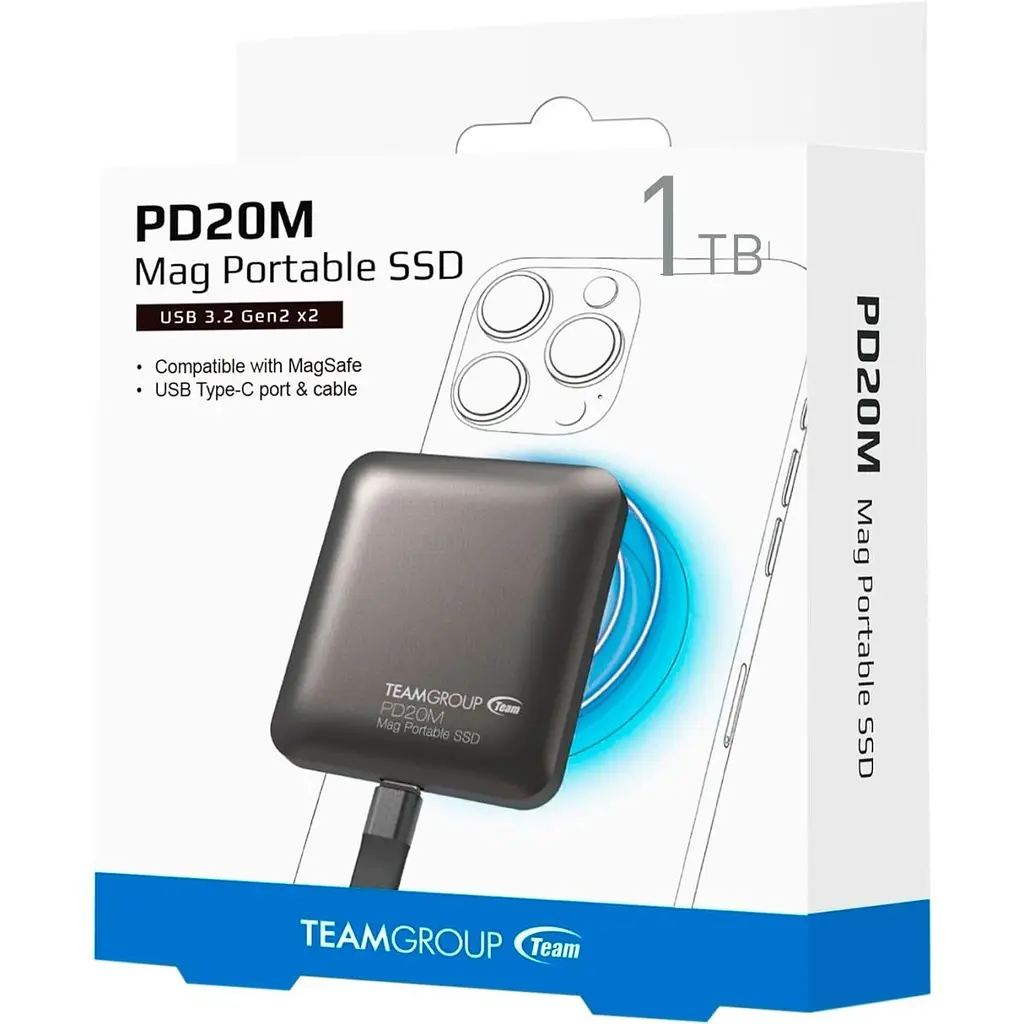 Зовнішній SSD накопичувач Team PD20M Mag 1TB Titanium Gray [TPSEG2001T0C108] [128383] - фото 9