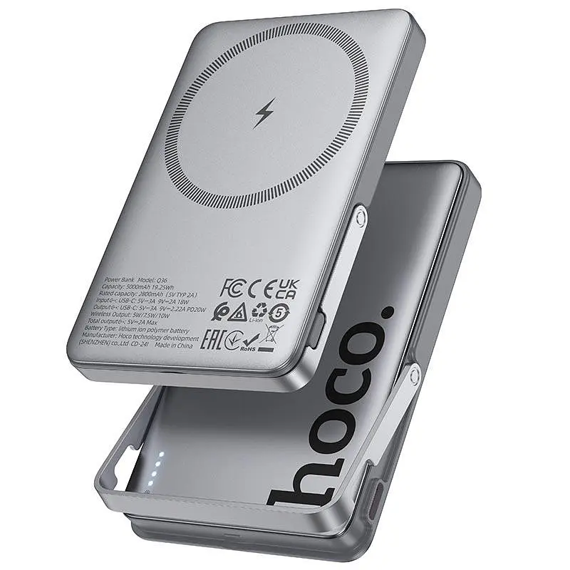 Портативне зарядне - магнітний павер банк Hoco Q36 Sunlight magnetic suction + holder PD 20W 5000 mAh