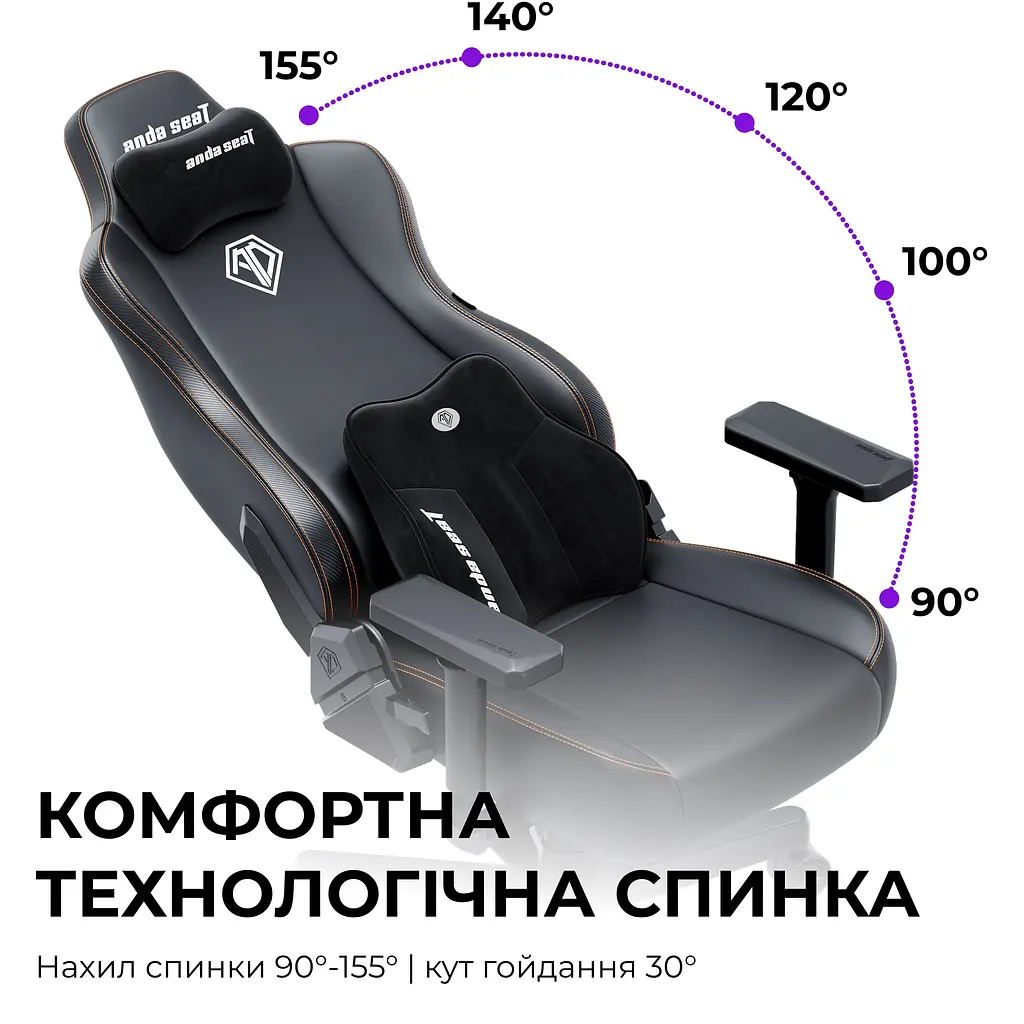 Крісло ігрове Anda Seat Novis Plus XL Black Fabric (AD23YC-XL-01-B-F-B04) - фото 10