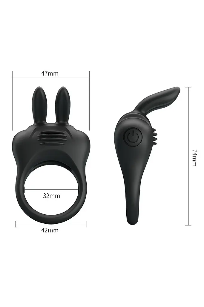 Ерекційне віброкільце Pretty Love Davion Penis Ring Black, 7.4 см (чорний) - фото 3