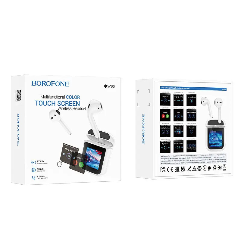 Навушники бездротові Borofone BW86 Brocade true wireless BT headset with touch screen білі - фото 2