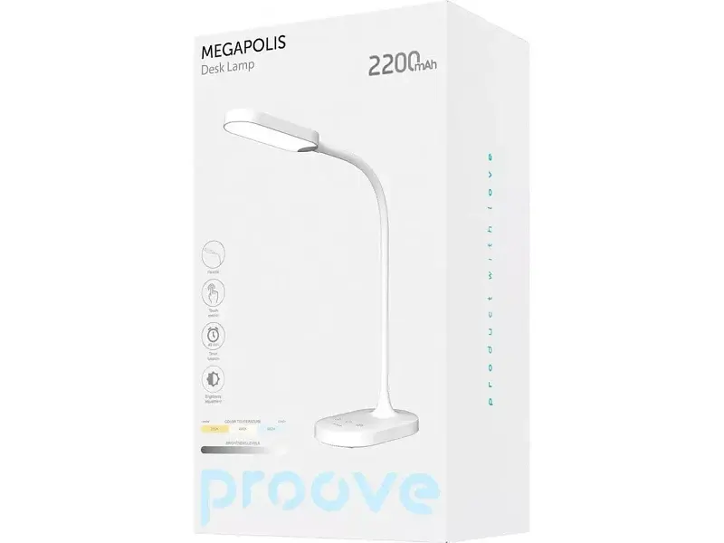 Офісна настільна лампа Proove Megapolis 1200 mAh white (PLMP00010002) - фото 6