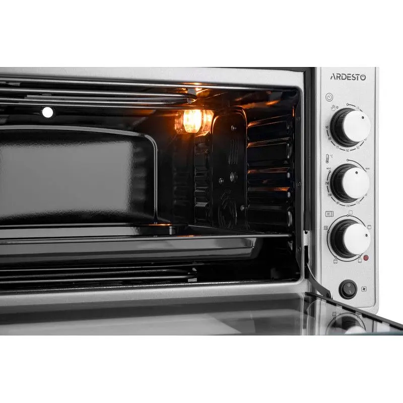Электропечь Ardesto 1700 Вт, 48 л, таймер, подсвеч., конвекция, вертел, подв.стекло, серый - фото 8