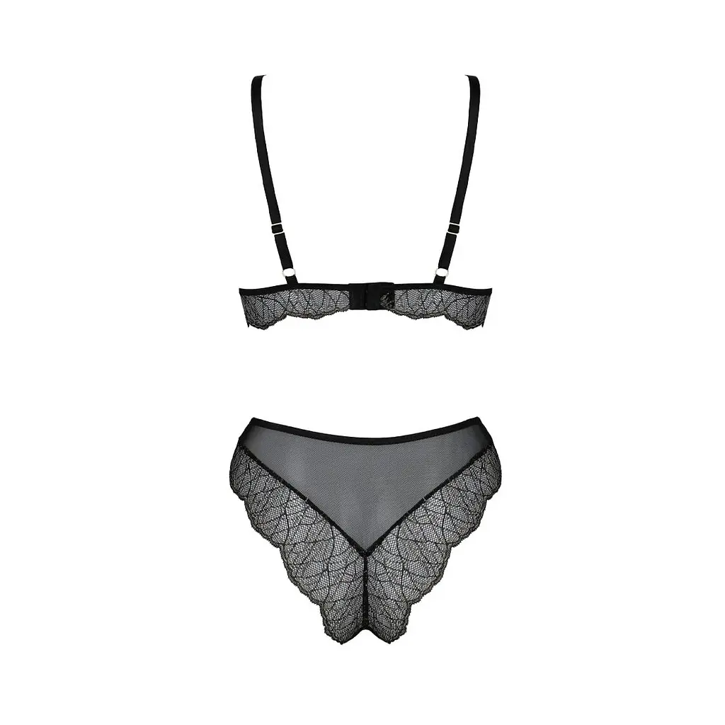 Комплект білизни Passion AMBERLY SET 4XL/5XL black, ліф, трусики бразиліана, люрексова нитка - фото 4