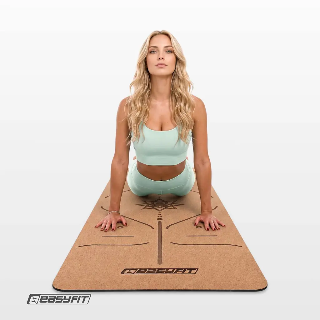 Килимок для йоги EasyFit Cork+TPE 5 мм двошаровий - фото 8
