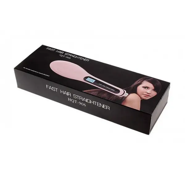 Гребінець випрямляч для волосся з підігрівом та Led дисплеєм Fast Hair Straightener рожевий - фото 4