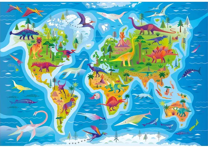 Пазл Clementoni Super: Карта поширення динозаврів (Super - Dinosaurs Map Puzzle - 180 pcs.), 180 ел. (29790) - фото 2