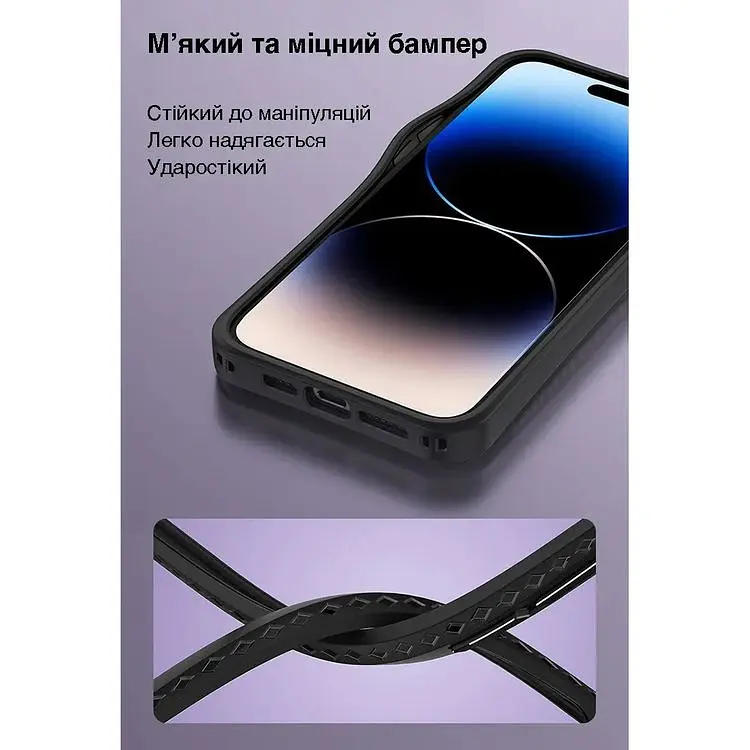 Чохол Vokamo MagSafe для iPhone 15 Pro Max з магнітом Ice Glass Black - фото 6