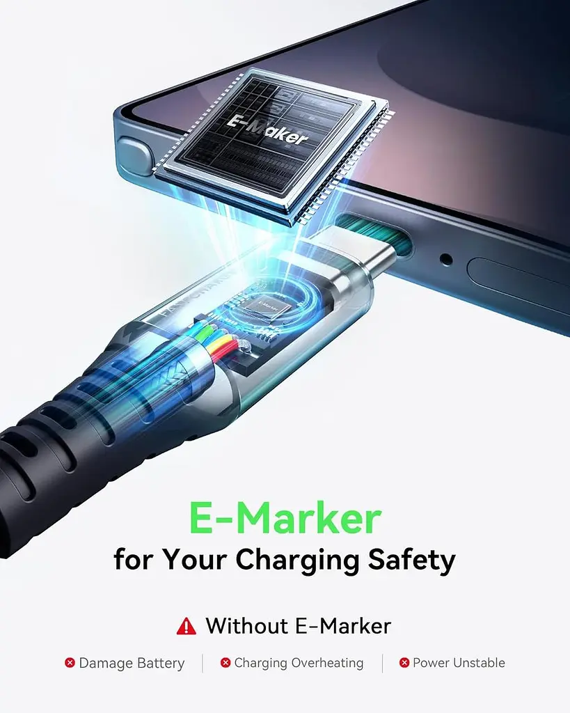 Кабель нейлоновий INIU DI-D5CC USB-C 100 Вт швидка зарядка 2 м чорний (SKU-171) - фото 7