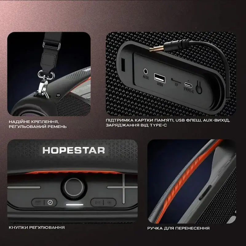 Портативна акустика Hopestar A60 Black [164083] - фото 3