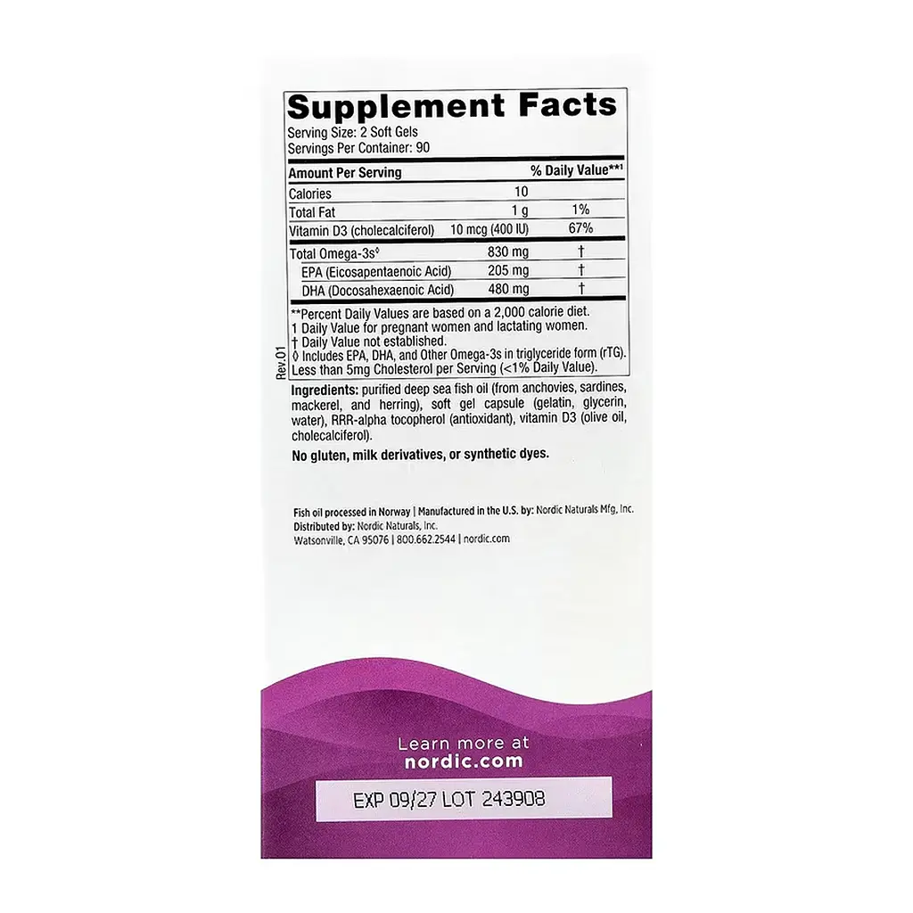 Омега-3 для вагітних та матерів-годувальниць Nordic Naturals Prenatal DHA 180 softgels - фото 2