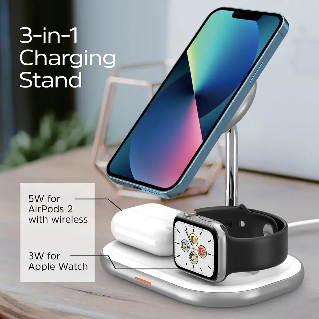 Зарядний пристрій 15W 3-in-1 Magnetic Wireless Fast Charger білий Energizer - фото 5
