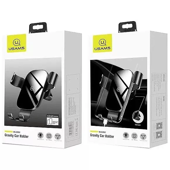 Тримач для мобільного Usams US-ZJ052 Gravity Car Holder Black (ZJ52ZJ01) (6958444982076) - фото 4