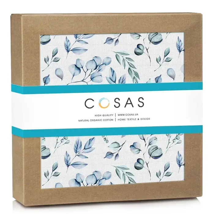 Муслінова пелюшка Cosas Flowers CS2 110х150 см біла з блакитним (MuslinDiapers_FoliageBlueMint_110x150) - фото 3