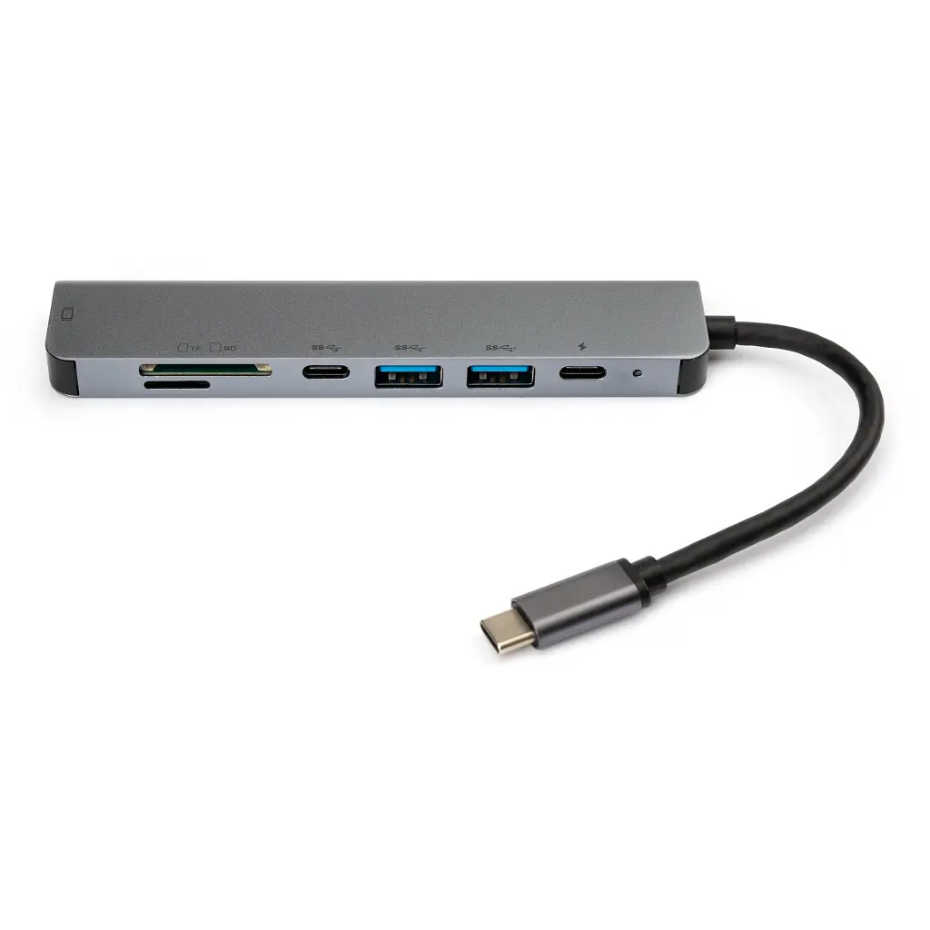 Концентратор Vinga Type-C to 4K HDMI+2*USB3.0+SD+TF+PD+USB-C 3.1 Gen1 aluminium (VCPHTC7AL) - фото 4
