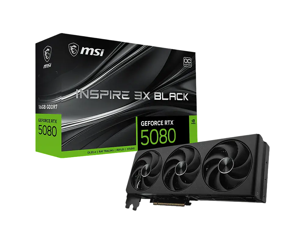 Відеокарта GeForce RTX 5080 16GB MSI Inspire 3X OC Black (RTX 5080 16G INSPIRE 3X OC BLACK) - фото 4