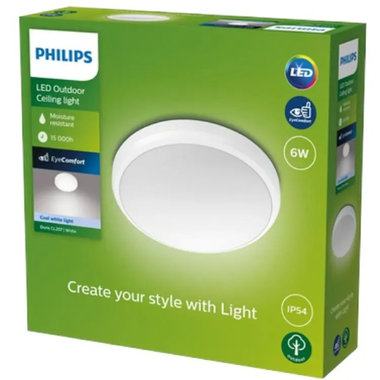 Світильник Philips Doris Outdoor Ceiling 6W 40K White IP54 HV для вуличного використання білий (929003191101) - фото 2