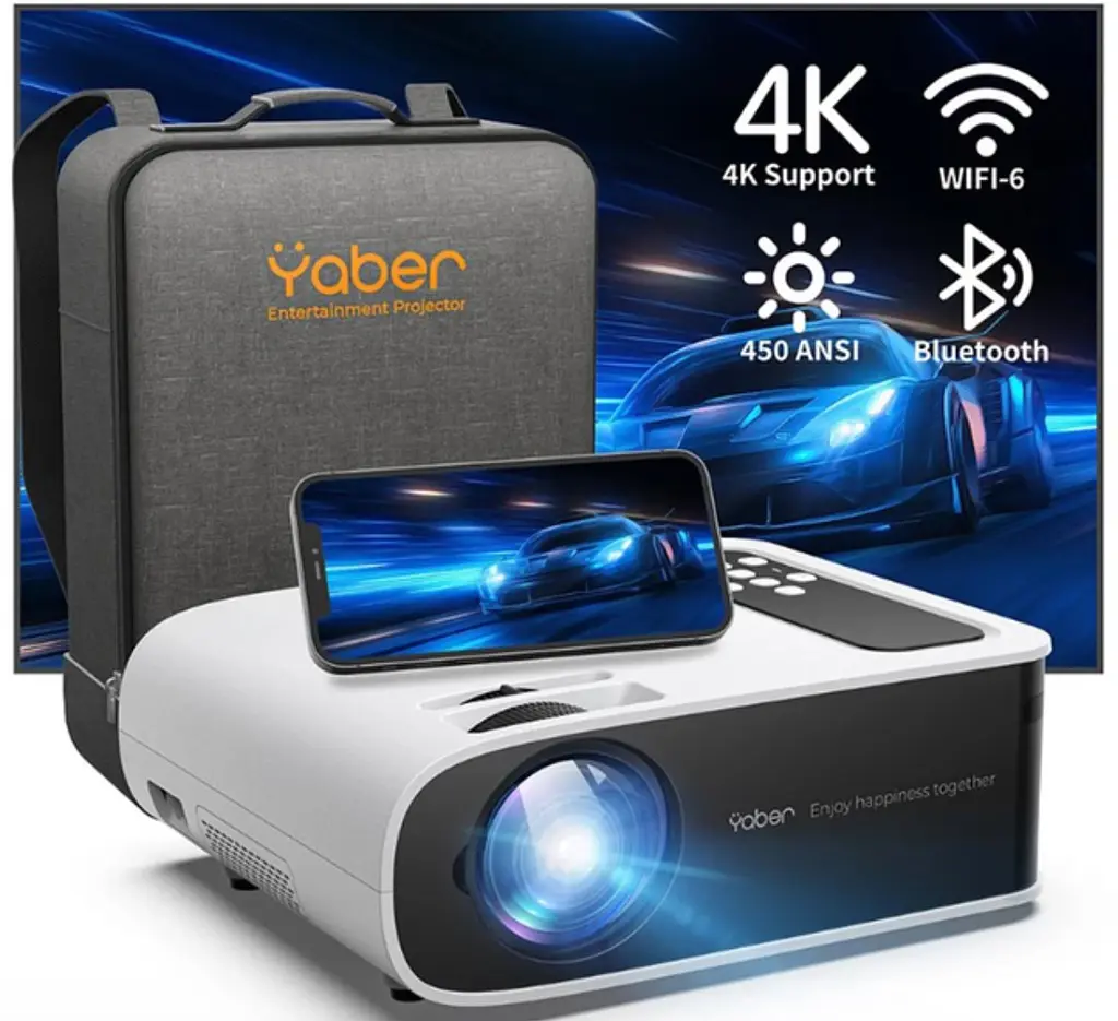 Домашній портативний проєктор YABER Pro V8 4K з Wi-Fi 6 та Bluetooth 5.0 - фото 6
