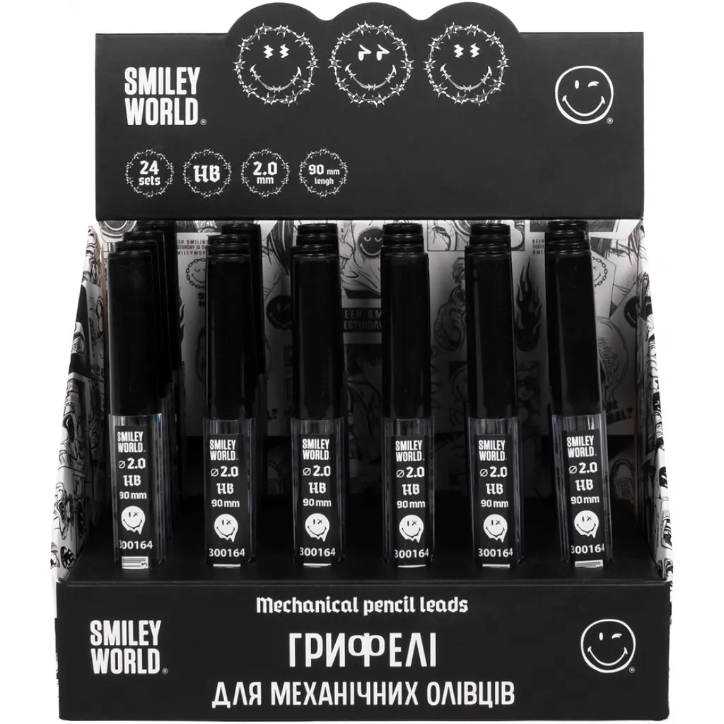 Набір грифелів для механічних олівців Yes Smiley World HB 2.0 мм 6 штук в упаковці (300164) - фото 3
