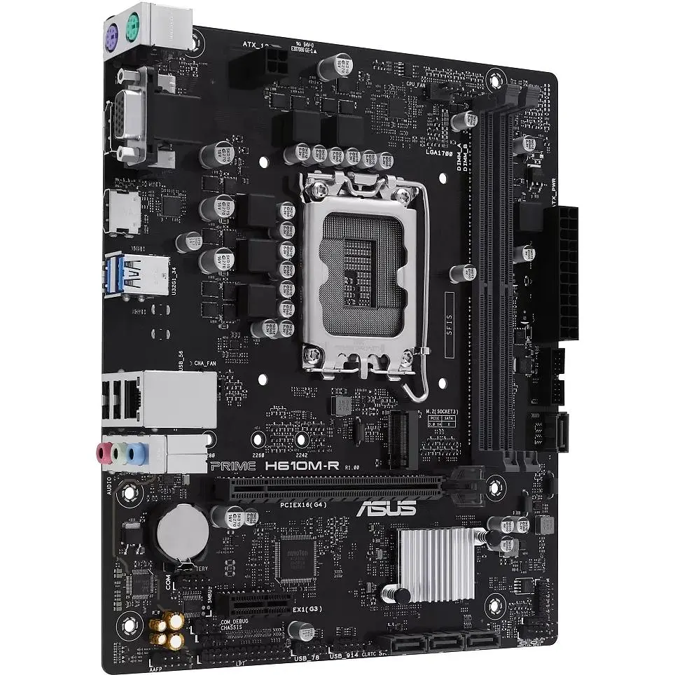 Материнська плата Asus Prime LGA1700, H610M-R-SI, H610, 2xDDR5, Int.Video(CPU), 4xSATA3, 1xM.2, 1xPCI-E 4.0x16, 1xPCI-E 3.0x1, ALC897, RTL 3xUSB3.2/4xUSB2.0, VGA/HDMI/DP, MicroATX - фото 3