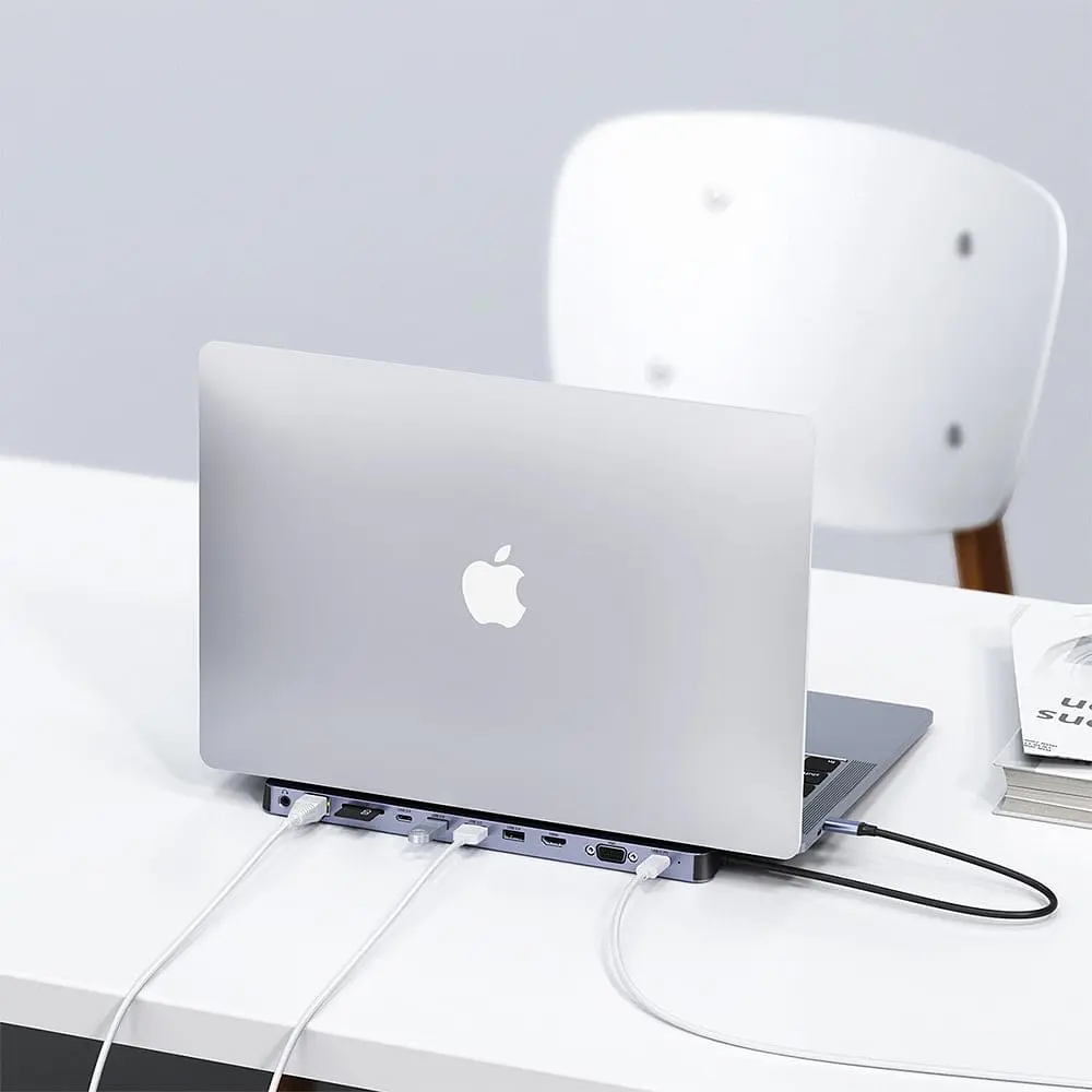USB-C хаб 11-в-1 Choetech M20 HDMI 4K\30Hz, VGA, 3 USB-A 3.0, USB-C 3.0, RJ45, USB-C PD, SD-card, TF-card, 3.5mm audio (43-00154) - фото 9