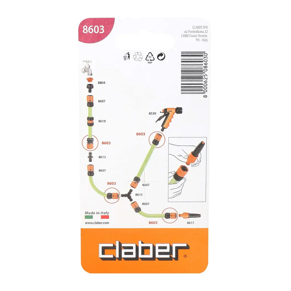 Конектор для поливального шлангу 1/2" з системою "Aquastop" Claber 8603 - фото 3