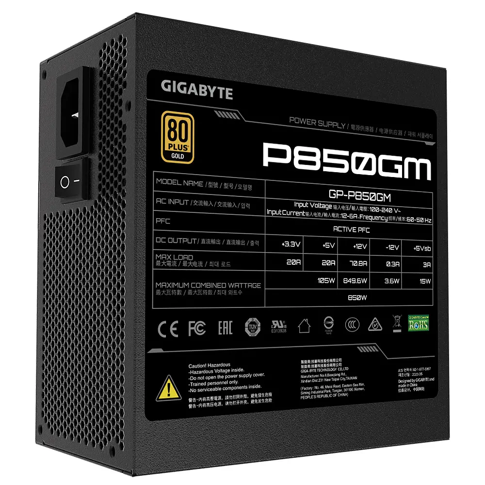 Блок живлення Gigabyte P850GM 850W 80+ Gold (GP-P850GM) Black Б/в - фото 3