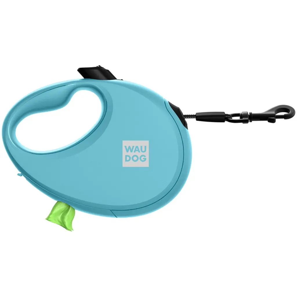 Поводок-рулетка для собак Waudog R-leash с контейнером для пакетов, светоотражающая лента, L до 40 кг, 5 м голубой - фото 5