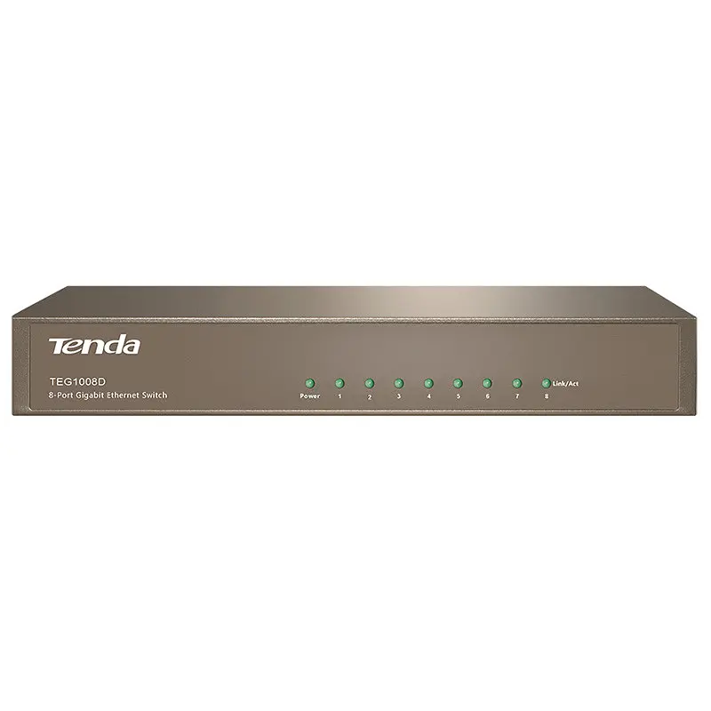 Комутатор TENDA TEG1008D 8port 10/100/1000 BaseTX, desktop, метал - фото 2