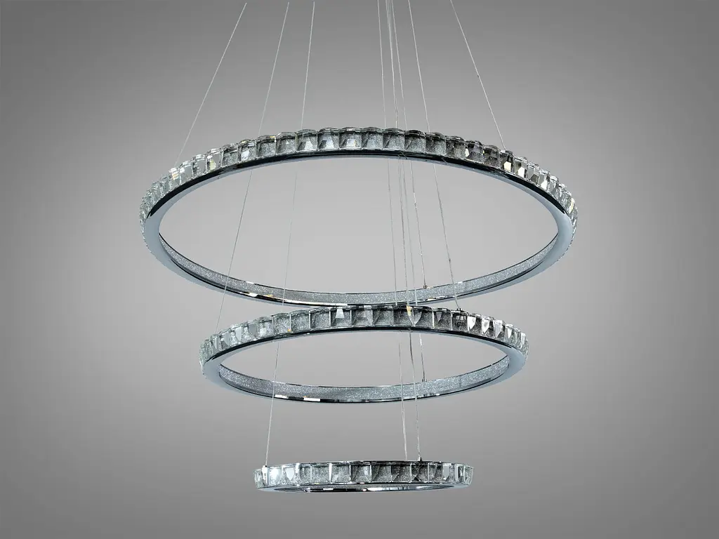 LED люстра кільця Diasha 66081/800+600+400CH хром 77 см 185W з пультом 20-30 кв.м. - фото 3