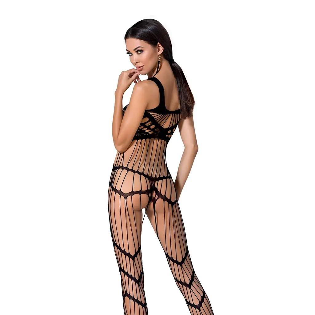 Бодістокінг Passion BS058 black, комбінезон, дуже повітряний - фото 2