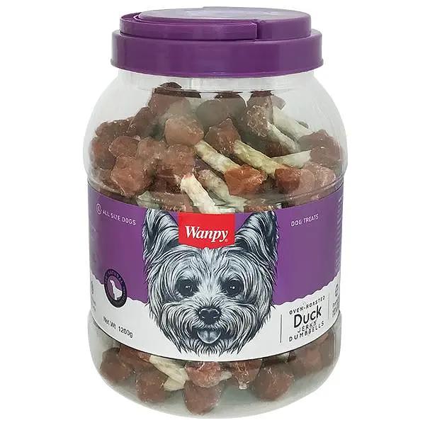 Wanpy Duck Jerky Dumbbells ВАНПІ КІСТКА-ГАНТЕЛЬ З В’ЯЛЕНОЮ КАЧКОЮ ласощі для собак, 1.2 кг