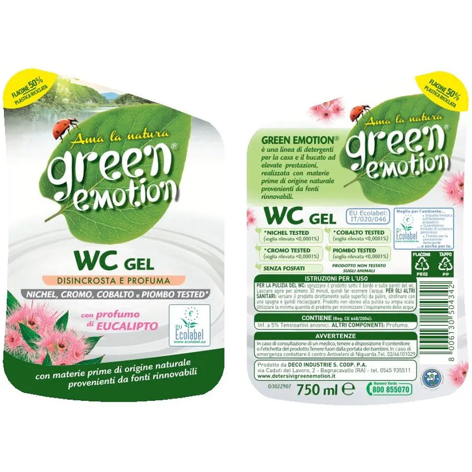 Гіпоалергенний засіб для миття унітазу Green Emotion WC Gel Eucalyptus 750 мл - фото 2