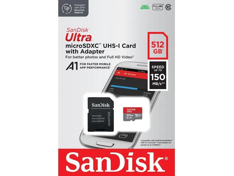 Карта пам'яті SanDisk Ultra microSDXC UHS-I A1 + SD adapter 512 GB (SDSQUAC-512G-GN6MA) - фото 3