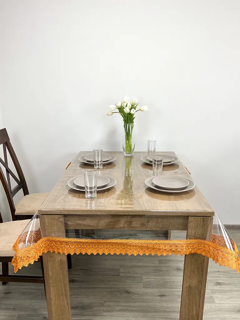 Силиконовая скатерть с рыжим кружевом 7 см 170х100 см - фото 4