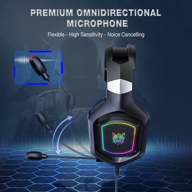 Дротова ігрова гарнітура Onikuma Gaming with RGB X8, USB, 3.5mm, 2.2m, black - фото 4