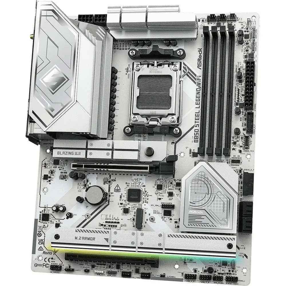 ASRock B850 Steel Legend WiFi (AM5/B850, 4*DDR5, 2xPCIex16, HDMI, 4xSATA,4xM.2, 2.5GLan, ATX) - фото 3